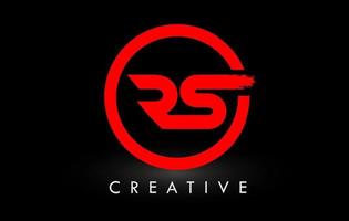 röd rs borsta brev logotyp design. kreativ borstat brev ikon logotyp. vektor