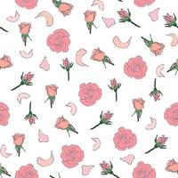 nahtlose Muster Rosenblätter, Knospen und Blumen. Konfetti, Kosmetik, Hochzeit, schöner Blumenhintergrund vektor