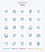 Creative Spring 25 Blue Icon Pack wie Gemüse. Lebensmittel. Tier. Sonnenblume. Samen vektor