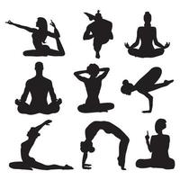 Seth Silhouette Yoga Mann und Frau vektor