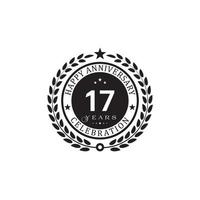 Jahrestag des schwarzen Kranzes. alles gute zum jubiläum 17 jahre feier. Vektorillustration auf weißem Hintergrund. vektor