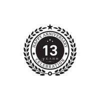 Jahrestag des schwarzen Kranzes. alles gute zum jubiläum 13 jahre feier. Vektorillustration auf weißem Hintergrund. vektor