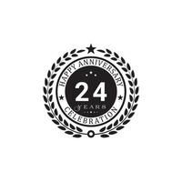Jahrestag des schwarzen Kranzes. alles gute zum jubiläum 24 jahre feier. Vektorillustration auf weißem Hintergrund. vektor