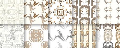Reihe von nahtlosen Mustern. abstrakte Formen. Verpackung, Tapete, Design für Textilien, Vektor