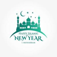 Lycklig islamic ny år logotyp isolerat på vit bakgrund vektor