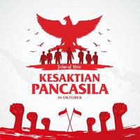 indonesischer feiertag pancasila tag illustration.translation, 1. oktober, gedenken an den pancasila heiligheitstag vektor