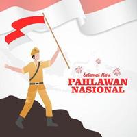 Selamat Hari Pahlawan Nasional. übersetzung, glücklicher indonesischer staatsangehöriger vektor