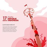 indonesien oberoende dag hälsning kort med traditionell spel begrepp illustration vektor