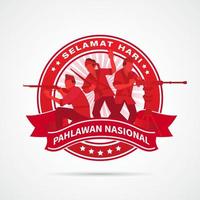 Selamat Hari Pahlawan Nasional. übersetzung, glücklicher indonesischer nationalheldentag. Vektorillustration für Grußkarten, Poster und Banner vektor