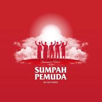 Vektor-Illustration. Selamat Hari Sumpah Pemuda. Übersetzung Happy Indonesian Youth Pledge. geeignet für Grußkarten, Poster und Banner. vektor