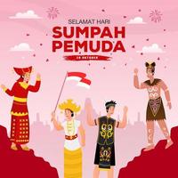Vektor-Illustration. Selamat Hari Sumpah Pemuda. Übersetzung Happy Indonesian Youth Pledge vektor