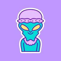 Baby-Alien-Illustration, mit weichem Pop-Stil und Cartoon-Zeichnungen im alten Stil der 90er Jahre. Artwork für Streetwear, T-Shirt. vektor