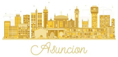 asuncion paraguay stad horisont silhuett med gyllene byggnader. vektor