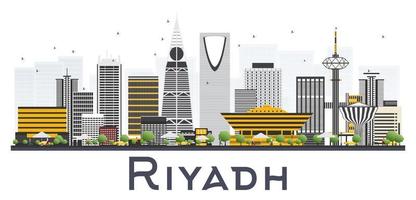 riyadh saudi arabien stad horisont med grå byggnader isolerat på vit bakgrund. vektor
