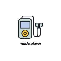 Vektor-Zeichen-Musik-Player-Symbol ist auf einem weißen Hintergrund isoliert. Symbolfarbe editierbar. vektor