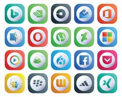 20 Social-Media-Icon-Packs einschließlich Pocket Drupal Opera Basecamp Windows Media Player vektor