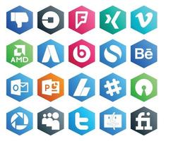20 Social-Media-Icon-Packs, einschließlich Slack AdSense und Powerpoint Behance vektor