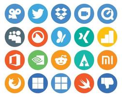 20 social media ikon packa Inklusive browser xiaomi msn först nvidia vektor