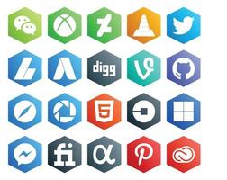 20 social media ikon packa Inklusive picasa safari PIP github digg vektor