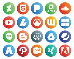 20 Social Media Icon Pack, einschließlich Google Drive Blogger Video Hangouts Wattpad vektor