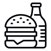 Burger-Fast-Food-Symbol Umrissvektor. Studentenclub vektor