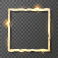 quadratischer rahmen 3d aus gold auf schwarzem hintergrund. Poster mit metallischem Goldrand mit Leerzeichen. Vektor-Illustration. vektor