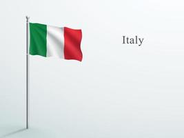 italien-flagge 3d-element, das auf stahlfahnenmast weht vektor