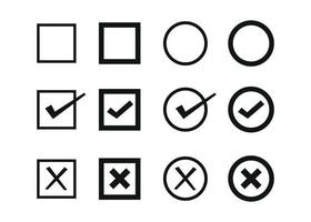 bock och x mark ikoner uppsättning. godkännande symboler illustration vektor