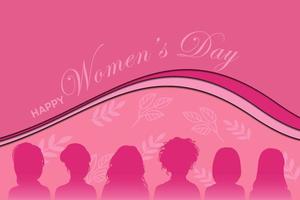 Illustration einer Grußkarte zum glücklichen Frauentag, mit verschiedenen Silhouetten von drei schönen Frauen. Starke und mutige Mädchen unterstützen sich gegenseitig. Schwesternschaft und Frauenfreundschaft vektor