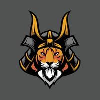 tiger samuraj maskot design vektor