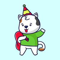 söt katt med festige fest firande tema. lämplig för ny år, födelsedag, eller Övrig fest invitaion kort eller baner. vektor