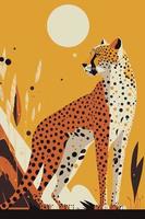 Gepard Wildtier flachbild Vektor Illustration Hintergrund Matisse Poster
