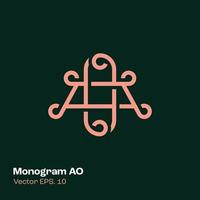 monogram ao logotyp vektor