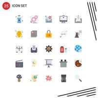 25 flache Farbpakete für die Benutzeroberfläche mit modernen Zeichen und Symbolen von E-Mail-Real-Verbot editierbarer Vektordesign-Elemente vektor