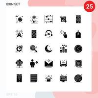 25 universelle solide Glyphenzeichen Symbole des mobilen Grafikeditors, der Design-Tool-Ernte editierbare Vektordesign-Elemente berechnet vektor