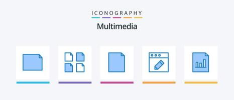 Multimedia Blue 5 Icon Pack inklusive . Seite. Graph. Analytik. kreatives Symboldesign vektor