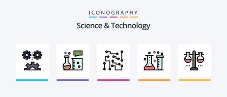 vetenskap och teknologi linje fylld 5 ikon packa Inklusive genetisk teknik. kromosom. moln server. vetenskap labb. vetenskap. kreativ ikoner design vektor