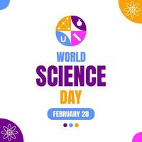 värld vetenskap dag med vetenskap grejer fyrkant bakgrund vektor platt stil. lämplig för affisch, omslag, webb, social media baner.