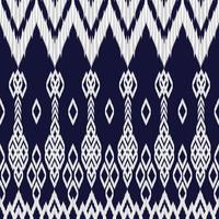 stoff ethnisches ikat nahtloses muster. geometrische Raute Dreiecksform Zickzack schwarz-weißer Hintergrund. kunstvolle afrikanische Stammes-Ikat-Linienmuster. Vektor-Illustration modernes Retro-Vintage-Design. vektor