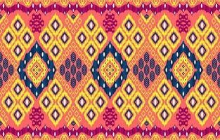 verzierte Ikat nahtlose Muster. geometrische linie orange sonnenuntergang farbhintergrund. asiatischer ethnischer volkstümlicher traditioneller ikat-muster-retrostil. design für bekleidungsstoff teppich textil. Vektor-Illustration. vektor