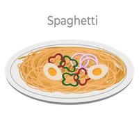 italiensk pasta spaghetti uppsättning meny. italiensk spaghetti mat recept samling. vegan pasta spaghetti spaghetti meny stänga upp illustration. vektor
