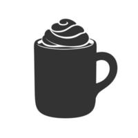 keramikbecher gefüllt mit flüssigem getränk und cremesilhouette. modernes minimales flaches ClipArt-Vektorillustrationsdesign. Zeichen oder Symbol für Menü, Cafés, Kaffee, Infografiken usw. vektor