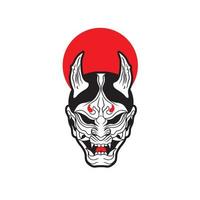 japansk demon på i mask logotyp design vektor illustration ,Det kan vara använda sig av för skjorta design eller affisch