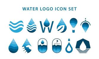 enkel vatten logotyp ikon uppsättning vektor