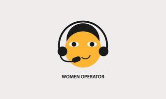 enkel kvinna operatör logotyp ikon vektor