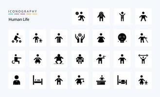 25 menschliche feste Glyphen-Icon-Packs vektor