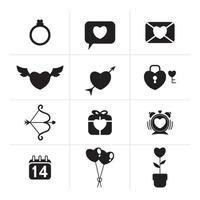Valentinstag-Icon-Set, schwarze Farbe. valentinstag zeichen und symbol der liebe vektor