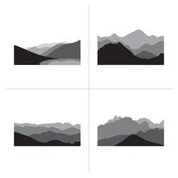 berg vektor illustration i enkel svart vit grå färger.