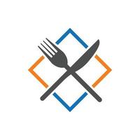 mat logotyp med kniv och gaffel symbol vektor