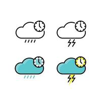 wettersymbol mit wolken- und uhrillustration vektor